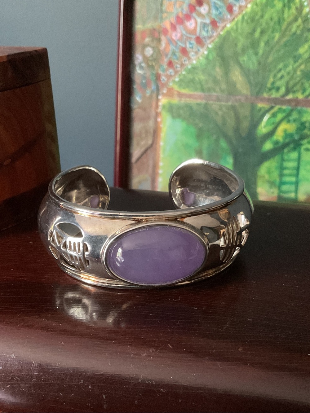 Sterling Silver Lavender Jade Cuff Bracelet